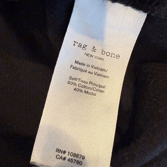 Rag & Bone The Essential Rib Tee Cotton Modal Stretch Crew Black Size Small - Picture 6 of 9